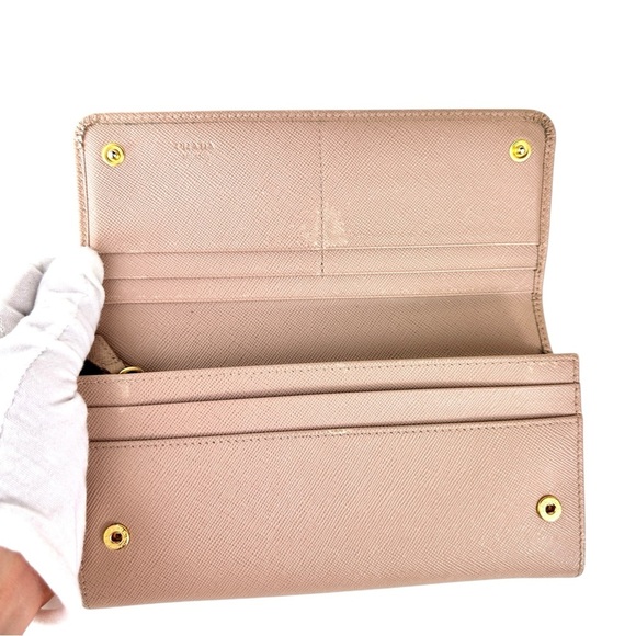 Prada Saffiano Fiocco Bow Wallet in Cammeo Nude | Authentic with added Chain - Picture 11 of 16